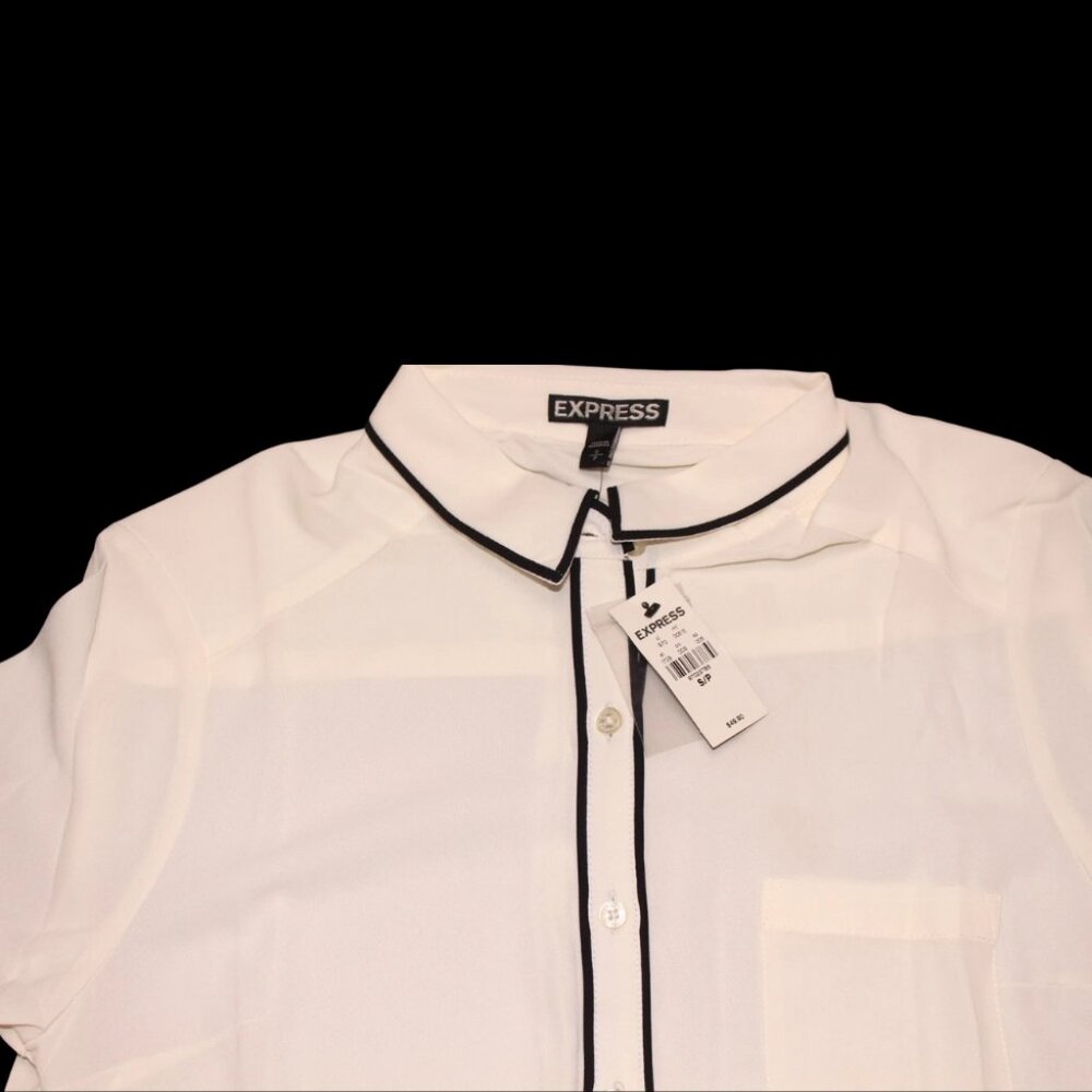 Express Women's Long Sleeve Button-up White Shirt NWT Size S - Picture 2 of 5